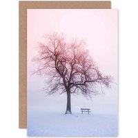 Artery8 Landscape Winter Tree Branches Snow Sunrise Greetings Card