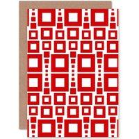Artery8 Red Squares Geometric Pattern Greetings Card