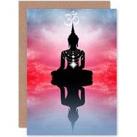 Artery8 Zen Buddhist Reflection Clouds Greetings Card in Red