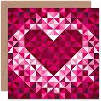 Artery8 Abstract Heart Triangles Pattern Anniversary Valentines Card