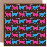 Wee Blue Coo Cats Boy Love Pattern Anniversary Valentines Card