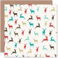 Artery8 Multi Colour Pattern Deer Christmas Card