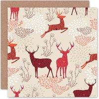 Artery8 Nature Pattern Deer Christmas Card