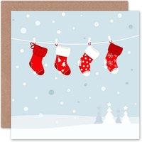 Artery8 Stockings Snow Trees Christmas Card