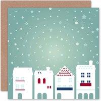 Artery8 Winter Snow Day City Houses Modern Christmas Card