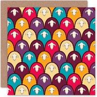 Artery8 Cute Multi Colour Pattern Sheep Art Blank Just to Say Card