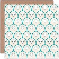 Artery8 Cute White Pattern Sheep Art Blank Just to Say Card