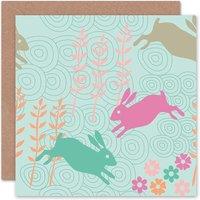 Wee Blue Coo Abstract Bunny Rabbits Easter Card