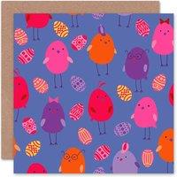 Wee Blue Coo Eggs Chicks Pattern Easter Card