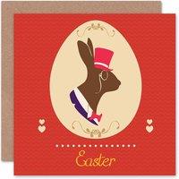 Artery8 Gentleman Monocle Bunny Top Hat Egg Vintage Easter Card