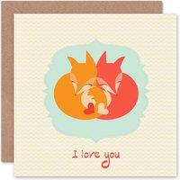 Wee Blue Coo Love Cartoon Hearts Fox Anniversary Valentines Card