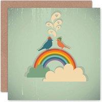 Wee Blue Coo Love Birds Rainbow Anniversary Valentines Card