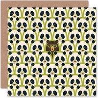 Wee Blue Coo Stand Out Bear Hiding in Panda Pattern Fun Animal Card
