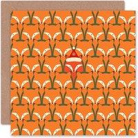 Wee Blue Coo Cartoon Fox Santa Hat Animal Pattern Christmas Card