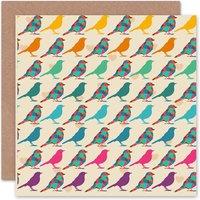 Wee Blue Coo Small Bird Colour Hearts Palette Pattern Art Card
