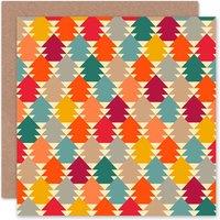 Wee Blue Coo Colourful Tree Pattern Christmas Card