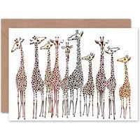 Artery8 Giraffe Journey Herd Group of Animals Fun Greeting Card