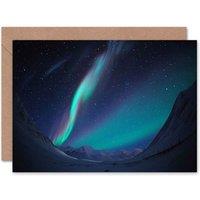 Artery8 Winter Mountain Landscape Aurora Borealis Northern Lights Card