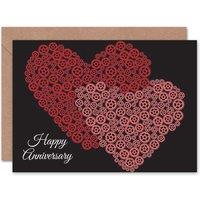 Artery8 Cogs Gears Hearts Love Day Partner Anniversary Valentines Card