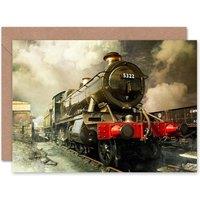 Artery8 Steam Train Colour Photo Birthday Greeting Card in Grey