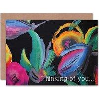 Wee Blue Coo Thinking of You Silk Scarf Pattern Floral Card