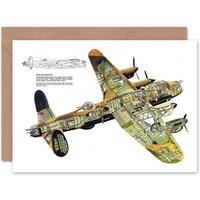 Artery8 Avro Lancaster RAF UK Bomber Plane Schematics War Card