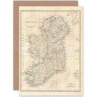 Artery8 1799 Clement Cruttwell Map Ireland Birthday Greetings Card in Beige