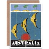 Artery8 Great Barrier Reef Queensland Australia Fish Tropical Greetings Card in Blue
