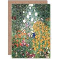 Artery8 Gustav Klimt Flower Garden Painting Colourful Floral Card