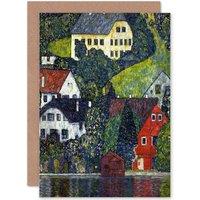 Artery8 Gustav Klimt Art Houses At Unterach On Attersee Greetings Card in Green