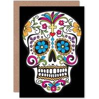 Artery8 Decorative Skull Day Of The Dead Birthday Greetings Card