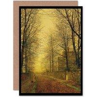 Artery8 John Atkinson Grimshaw Autumns Glow Greetings Card in Yellow
