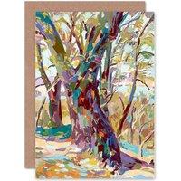 Artery8 Multicoloured Trees Branches Forest Greetings Card