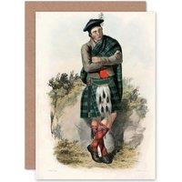Artery8 Portrait Highland Clan Scotland Tartan Graham Greetings Card