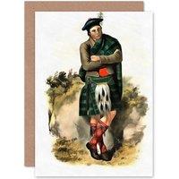 Artery8 Painting Portrait Highland Clan Scotland Tartan Graham Greetings Card