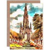 Artery8 Scott Monument Edinburgh Birthday Greetings Card in Brown