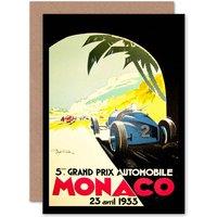 Artery8 Sport Ad Motor Race Grand Prix Monaco Monte Carlo Greetings Card in Black