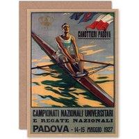 Artery8 Sport Rowing Canoe Padova Italy Regatta Exhibition Ad Greetings Card in Grey