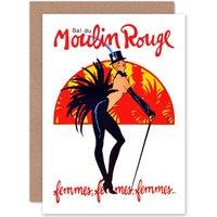 Artery8 Theatre Stage Burlesque Moulin Rouge Ball Venue Paris Greetings Card in Red