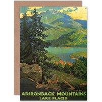 Artery8 Travel Adirondack Mountains Lake Placid Usa Tree Greetings Card in Green