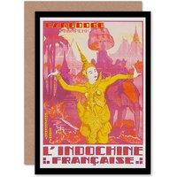 Artery8 Travel Cambodia Indochina Angkor Elephant Dancer France Greetings Card in Pink