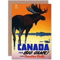 Artery8 Travel Canadian Pacific Railway Moose Canada Big Game Greetings Card in Orange