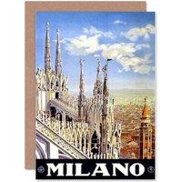 Artery8 Travel Duomo Cathedral Milan Italy Birthday Greetings Card in Blue