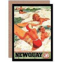 Artery8 Travel Newquay Cornwall GWR Rail Surf Sea UK Ad Greetings Card