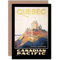 Artery8 Travel Quebec Canada Canadian Pacific Chateau Frontenac Greetings Card in Black