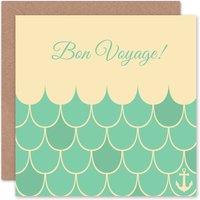 Wee Blue Coo Bon Voyage Abstract Ocean Waves Sailor Goodbye Card