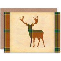 Artery8 Scottish Highland Stag Antlers Tartan Scotland Card