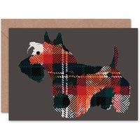 Artery8 Scottish Terrier Dog Colourful Tartan Scottish Scotland Card