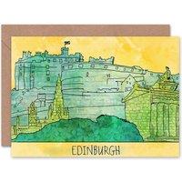 Artery8 Drawing Illustration Edinburgh Castle Scottish Scotland Card