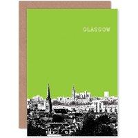 Wee Blue Coo Glasgow Skyline Green Scottish Scotland Card
